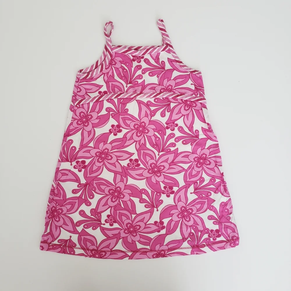 Hanna Andersson 100 / 4 Toddler Girl Pink Floral Patterned Retro Sun Dress